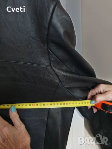 Кожено черно палто , снимка 3 - Палта - 34935501