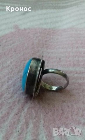 Сребърен пръстен с тюркоаз, снимка 5 - Пръстени - 30543312