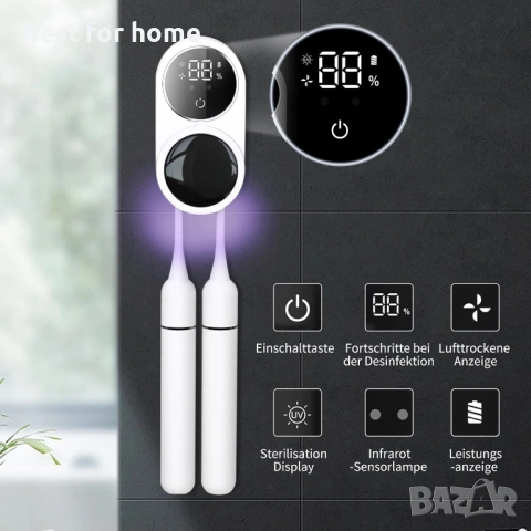 Преносим UV двоен стерилизатор за четки за зъби със сензор, автоматичен превключвател, снимка 4 - Други - 51856855