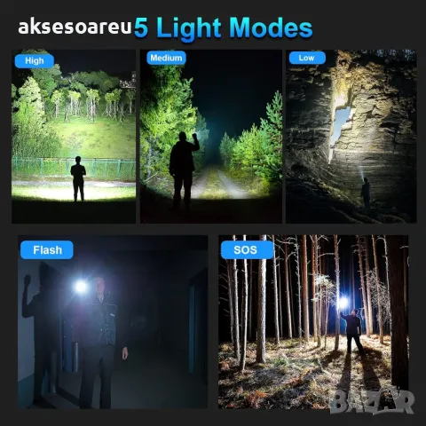 Регулируем Високопроизводителен Нов P90 Super Light акумулаторен фенер прожектор осветление риболов, снимка 6 - Оборудване и аксесоари за оръжия - 50265895