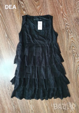 Черна рокля с дантела Zara 38-M-30лв.НОВА, снимка 3 - Рокли - 39460214
