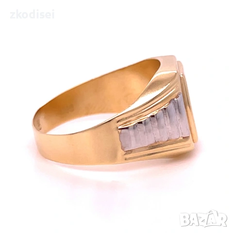 Златен мъжки пръстен 3,56гр. размер:69 14кр. проба:585 модел:37055-1, снимка 3 - Пръстени - 53348413