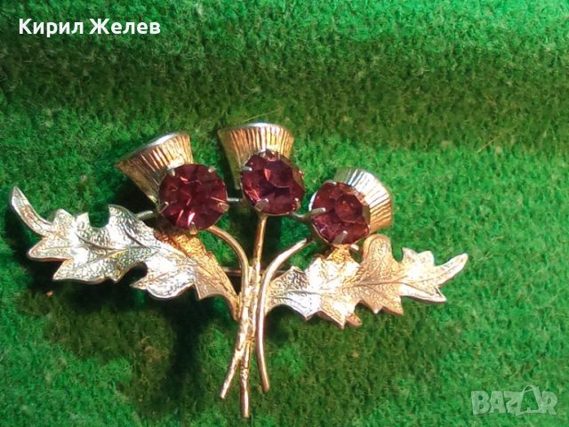 СКЪПОЦЕННА ПОСРЕБРЕНА ФЛОРАЛНА БЕЛ ЕПОК СТИЛ БРОШКА с ФАСЕТИРАНИ КАМЪНИ АМЕТИСТ 25558, снимка 13 - Други - 35585780