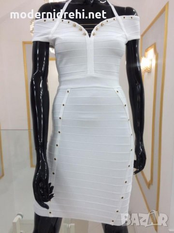 Бандажна рокля бяла, снимка 1 - Рокли - 30031544