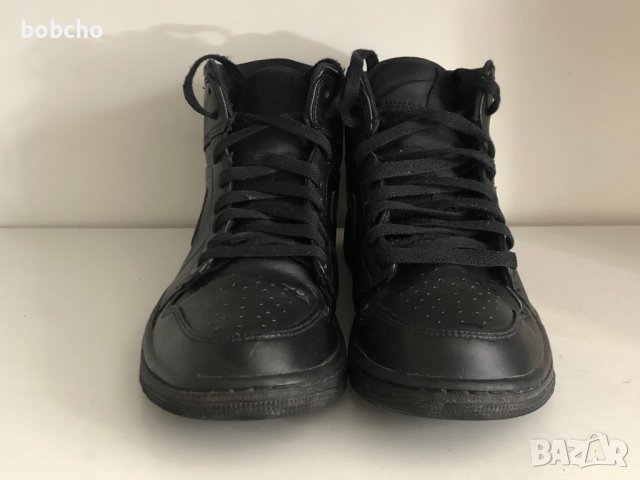 Nike Air Jordan 1 Mid Retro Triple Black , снимка 2 - Маратонки - 42133973