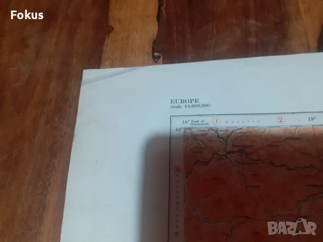 Стара карта на Европа, снимка 3 - Антикварни и старинни предмети - 53281943