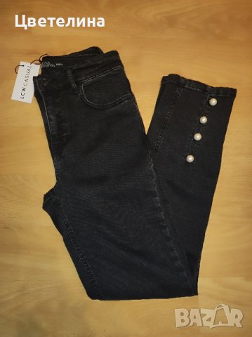 Дамски черни дънки от варен памук с перли на LC WAIKIKI размер S/34 цена 35 лв., снимка 5 - Дънки - 42677310