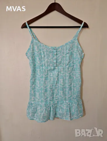 Нов дамски топ потник светло син с бяло М размер, снимка 1