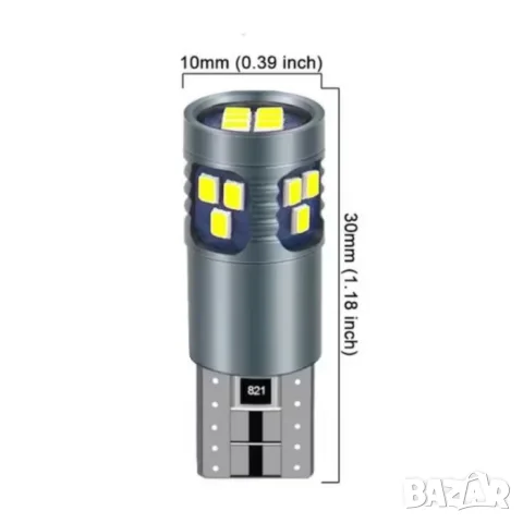 LED крушки T10 бели 12-24V за регистрационен номер 2 броя, снимка 2 - Аксесоари и консумативи - 55864918