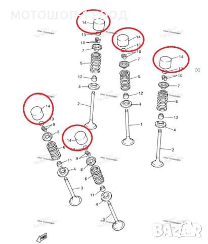 Повдигачи Капачки за Клапани Yamaha YZ450F Yz426F WR426F YZ250F FZ1 R1, снимка 2 - Части - 52074268