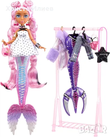 Кукла русалка Mermaze Mermaidz Мора с допълнителна опашка и дрехи, снимка 4 - Кукли - 48565485
