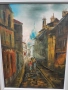 Красива Стара Картина Уличен Пейзаж Живопис Маслени Бои на Платно, снимка 8
