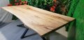 Трапезна маса, маса за хранене с жив ръб от масивно дърво Бряст, снимка 7