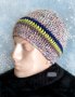 Ръчно плетена мъжка шапка, меланж, снимка 1 - Шапки - 31100862
