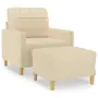 vidaXL Кресло с табуретка, кремаво, 60 см, текстил, снимка 1