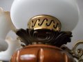 Полилей абажур CHANDELIER орех и бронз дърво метал ! Старинен античен антикварен !, снимка 6