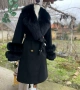 Палто Кашмир и естествен косъм , снимка 1