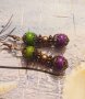 Красиви обеци в Бохемски стил с медни филигрирани елементи и два цвята красив камък Хаулит, снимка 1 - Обеци - 30117328