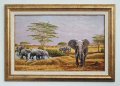 Картина, Африкански пейзаж със слонове, снимка 1 - Картини - 41914845