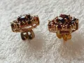 Златни дамски обеци с инкрустирани гранати. Злато 333, снимка 7