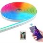 Интелигентна неонова LED лента 5 метра – RGB осветление с управление през телефон и дистанционно, снимка 2