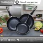 Нов Комплект от 3 броя тигани за пържене индукционен котлон Дом Кухня, снимка 7