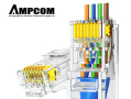 50бр. AMPCOM RJ45 Connector Pass Through CAT5E UTP 3U 8P8C LAN Букса мрежов конектор Ethernet кабел, снимка 1 - Кабели и адаптери - 44780213