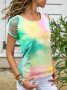 Дамска тениска с къс ръкав и скъсани рамене с тай-дай, 4цвята , снимка 5