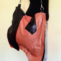 #Асиметрична #дамска #чанта от #естествена #кожа + #подарък! Ръчна изработка!, снимка 4 - Чанти - 33690464