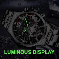Луксозен мъжки часовник бизнес класа DEYROS "Син -златист"с гривна, снимка 3 - Мъжки - 42748477