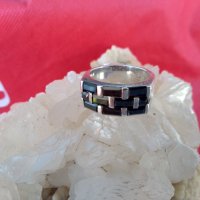 Сребърен пръстен с естествени  камъни, снимка 2 - Пръстени - 40143382