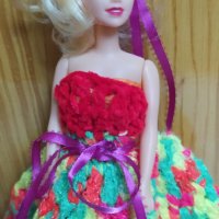 Разкошна плетена рокля за барби 3 + подарък кукла, снимка 6 - Кукли - 34103074
