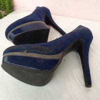 Сини обувки на ток, №38, снимка 2 - Дамски обувки на ток - 29696408