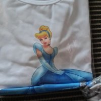 Детска бяла тениска с Пепеляшка с къс ръкав, снимка 2 - Детски тениски и потници - 32067516