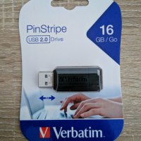 USB Flash памет Verbatim Store 'n' Go PinStripe 16GB, USB 2.0, Черна