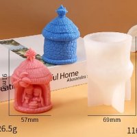 3D религиозно семейство Сламена къщичка палатка силиконов молд форма фондан смола гипс шоколад сапун, снимка 3 - Форми - 42464081