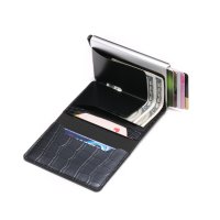 4041 Черен кожен портфейл за кредитни карти със защита, снимка 5 - Портфейли, портмонета - 42167754