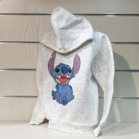 Нов детски суичър с дигитален печат Стич (Stitch) в цвят бял меланж, снимка 3 - Детски анцузи и суичери - 38866703