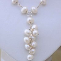 Сребърно колие *Ахинора* от eстествени бели перли, снимка 3 - Колиета, медальони, синджири - 37704810
