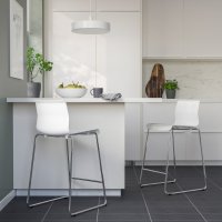 Стилен бар стол Ikea GLENN бял/хром НОВИ , снимка 2 - Столове - 39644179
