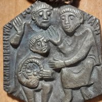 Рядък стар католически бронзов медальон, снимка 3 - Колекции - 42832380