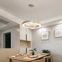 LED Полилей 32W Бял и Дърво, снимка 7 - Полилеи - 42640952