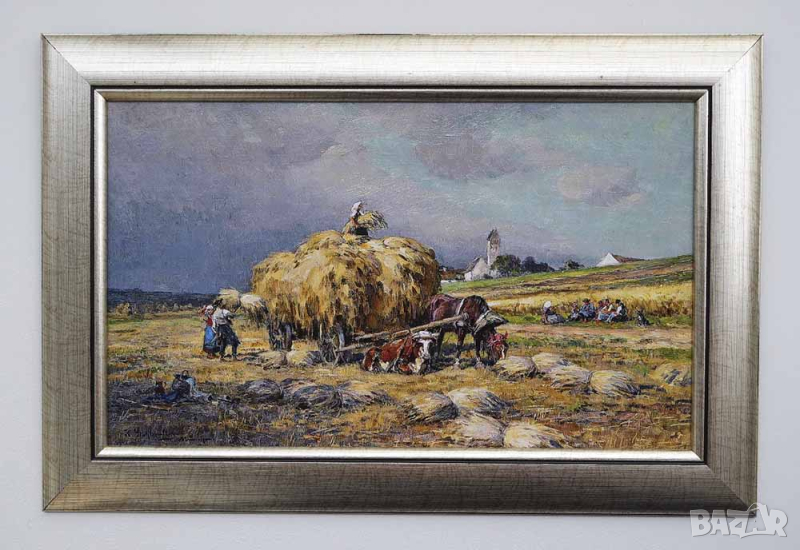 Селски пейзаж, картина, снимка 1