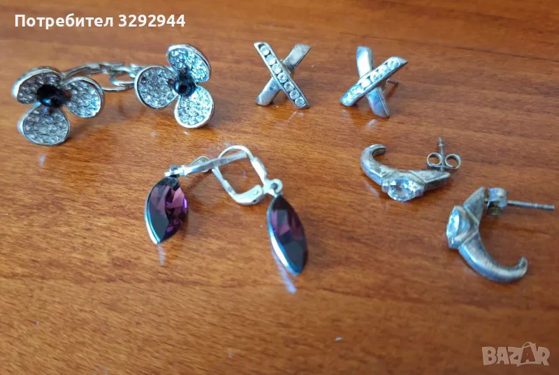 Сребърни обеци в лот от няколко броя, снимка 1