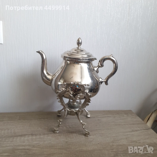 Спиртен чайник на стойка с горелка, 1.5 кг, снимка 1