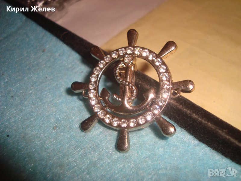 СРЕБРИСТА БРОШКА с КРИСТАЛИ МОРСКА ТЕМАТИКА 17972, снимка 1
