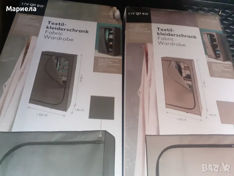 Текстилен гардероб 100х174х46 см , Нов подвижен гардероб сив, снимка 1