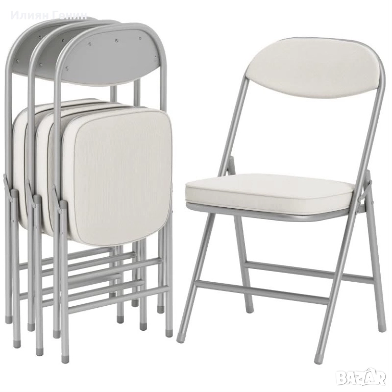 Комплект от 4 тапицирани сгъваеми стола, снимка 1