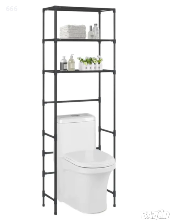 Рафт за тоалетна с 3 рафта, 53x28x169 см, снимка 1
