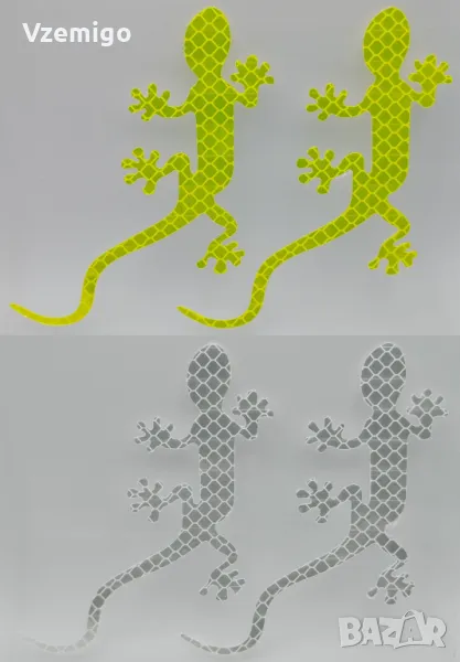 2 бр. Светлоотразителен стикер гущер гекон (Gecko), снимка 1